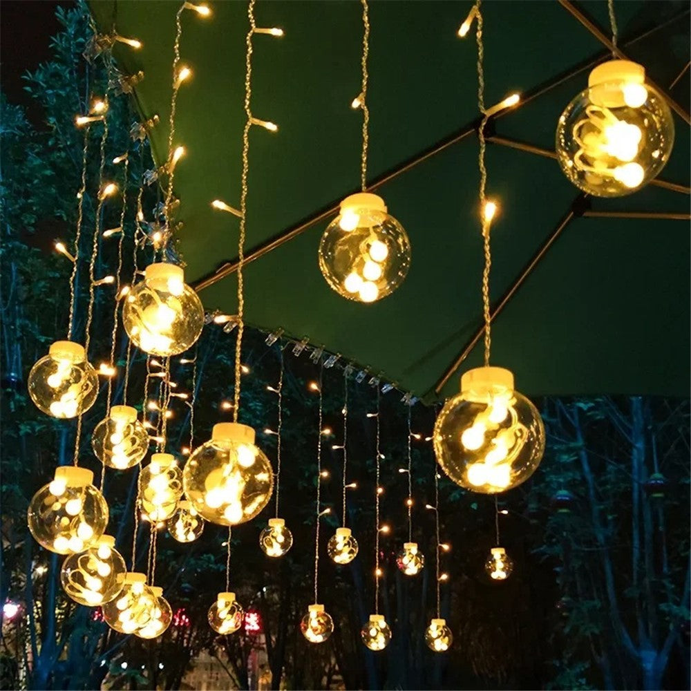 3.5m 12 Balls 8 Modes Wish Ball Curtain Light Courtyard Atmosphere Lamp, EU Plug