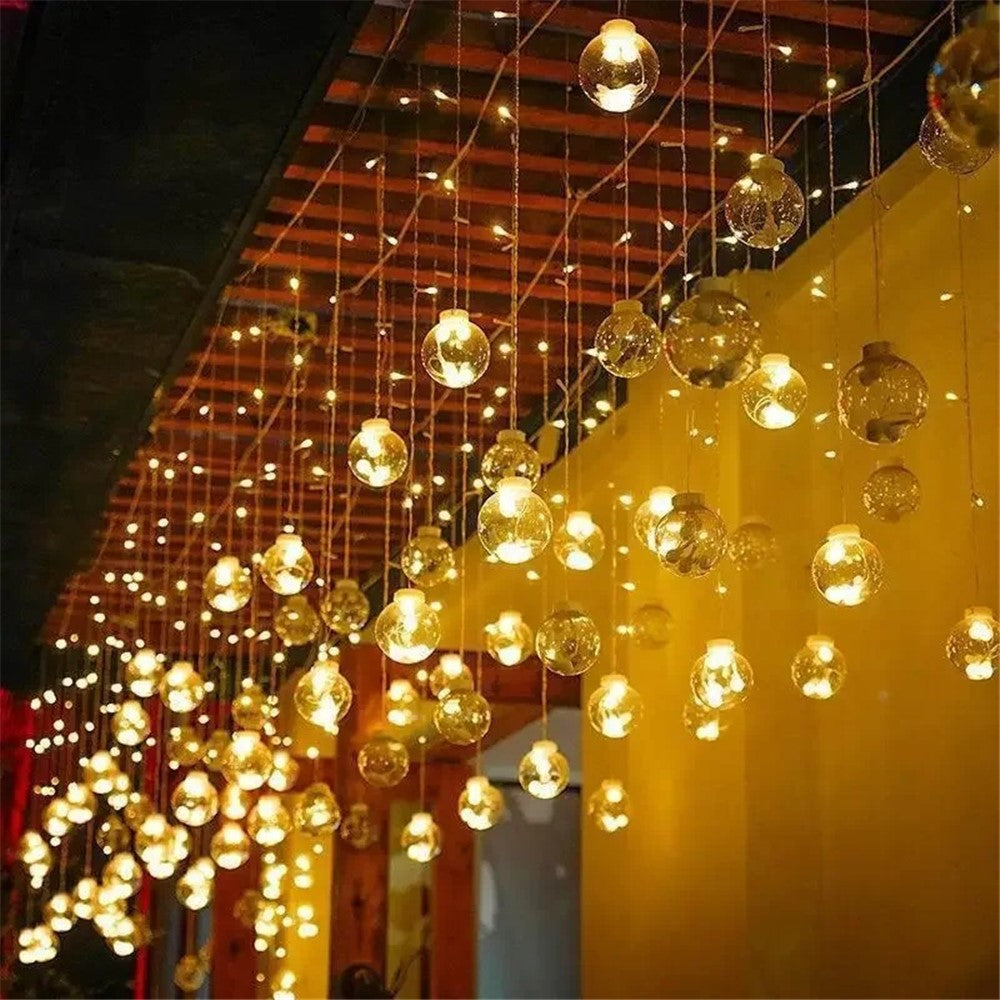 3.5m 12 Balls 8 Modes Wish Ball Curtain Light Courtyard Atmosphere Lamp, EU Plug