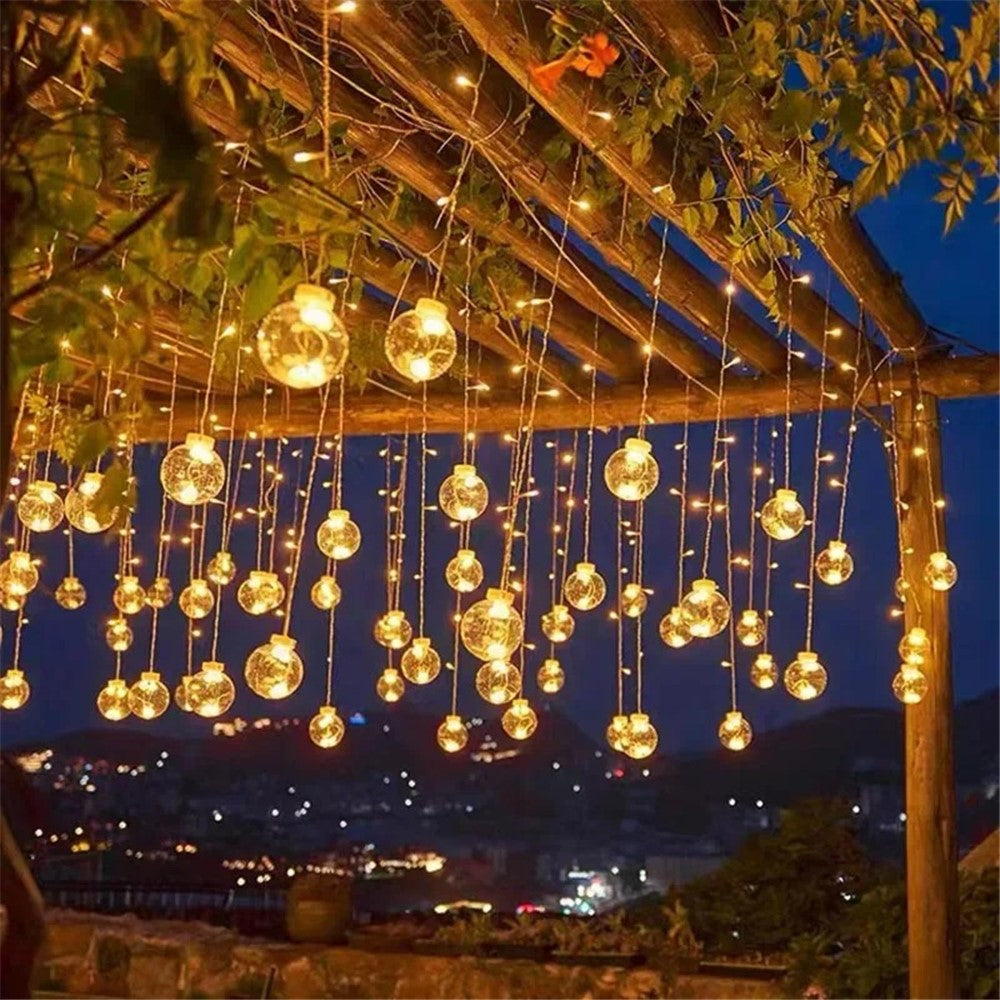3.5m 12 Balls 8 Modes Wish Ball Curtain Light Courtyard Atmosphere Lamp, EU Plug