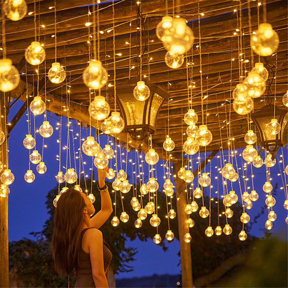 3.5m 12 Balls 8 Modes Wish Ball Curtain Light Courtyard Atmosphere Lamp, EU Plug