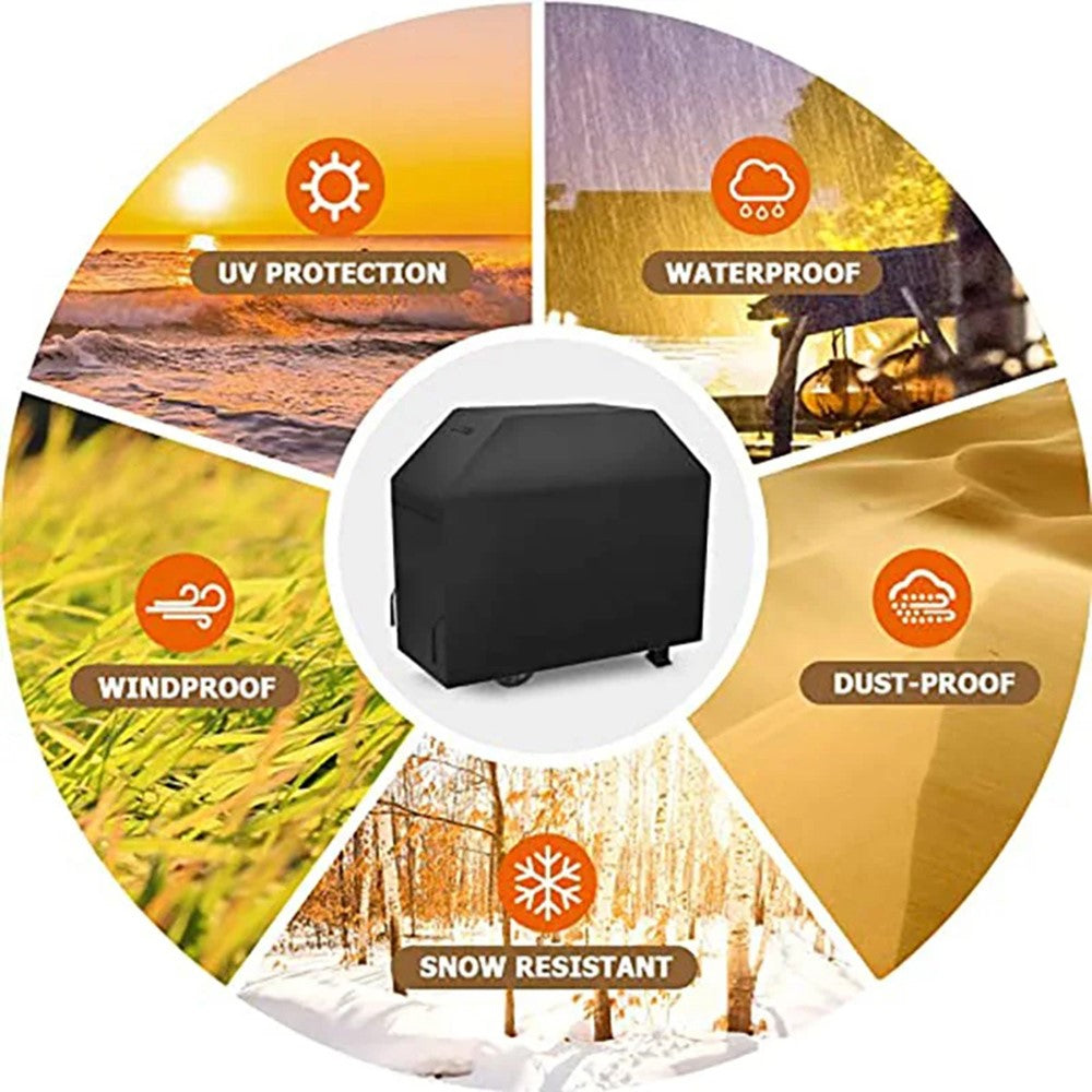 420D Oxford Fabric Waterproof BBQ Grill Cover UV Protection Outdoor Grill Cover with Windproof Drawstring, 127.5x105x53.3cm