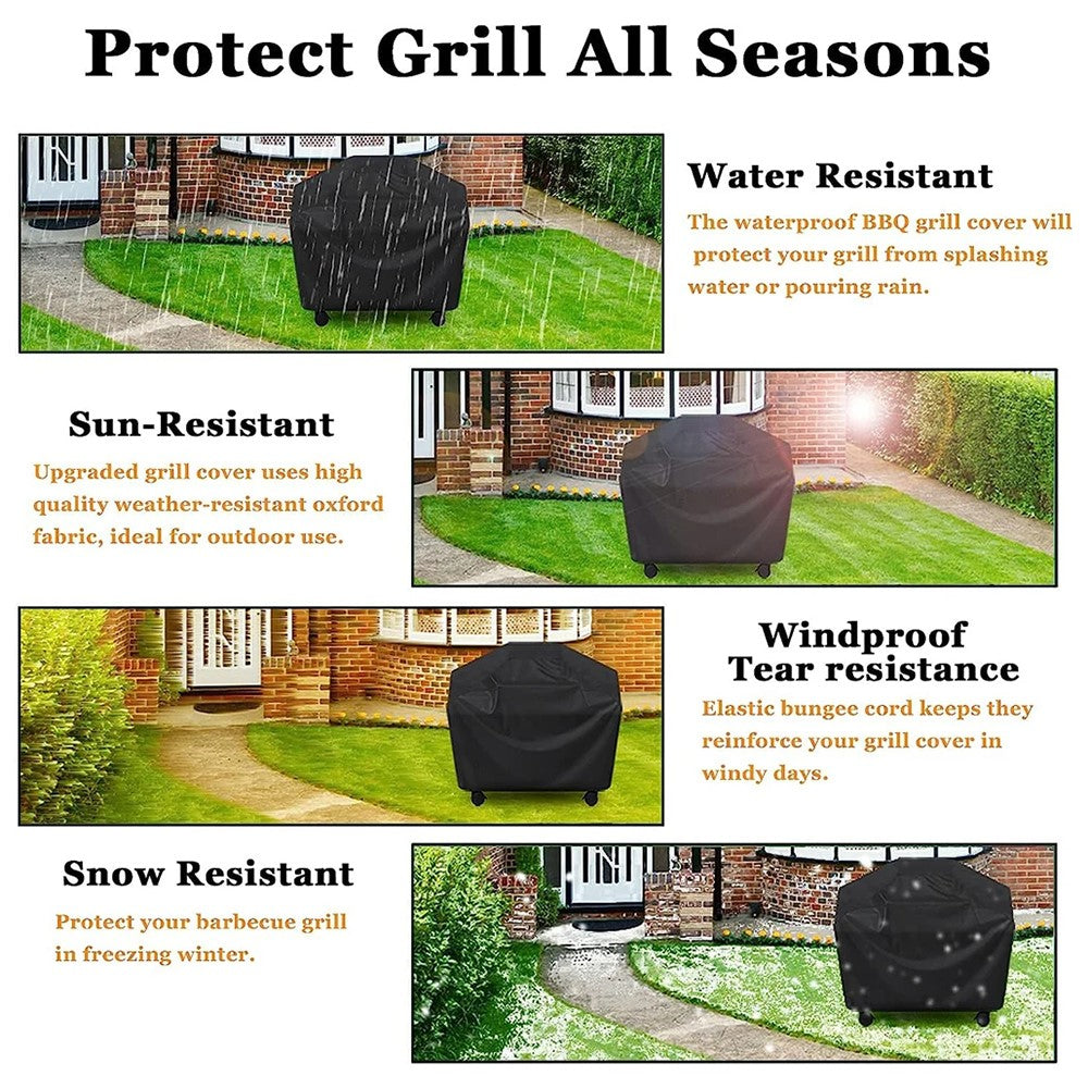 420D Oxford Fabric Waterproof BBQ Grill Cover UV Protection Outdoor Grill Cover with Windproof Drawstring, 127.5x105x53.3cm