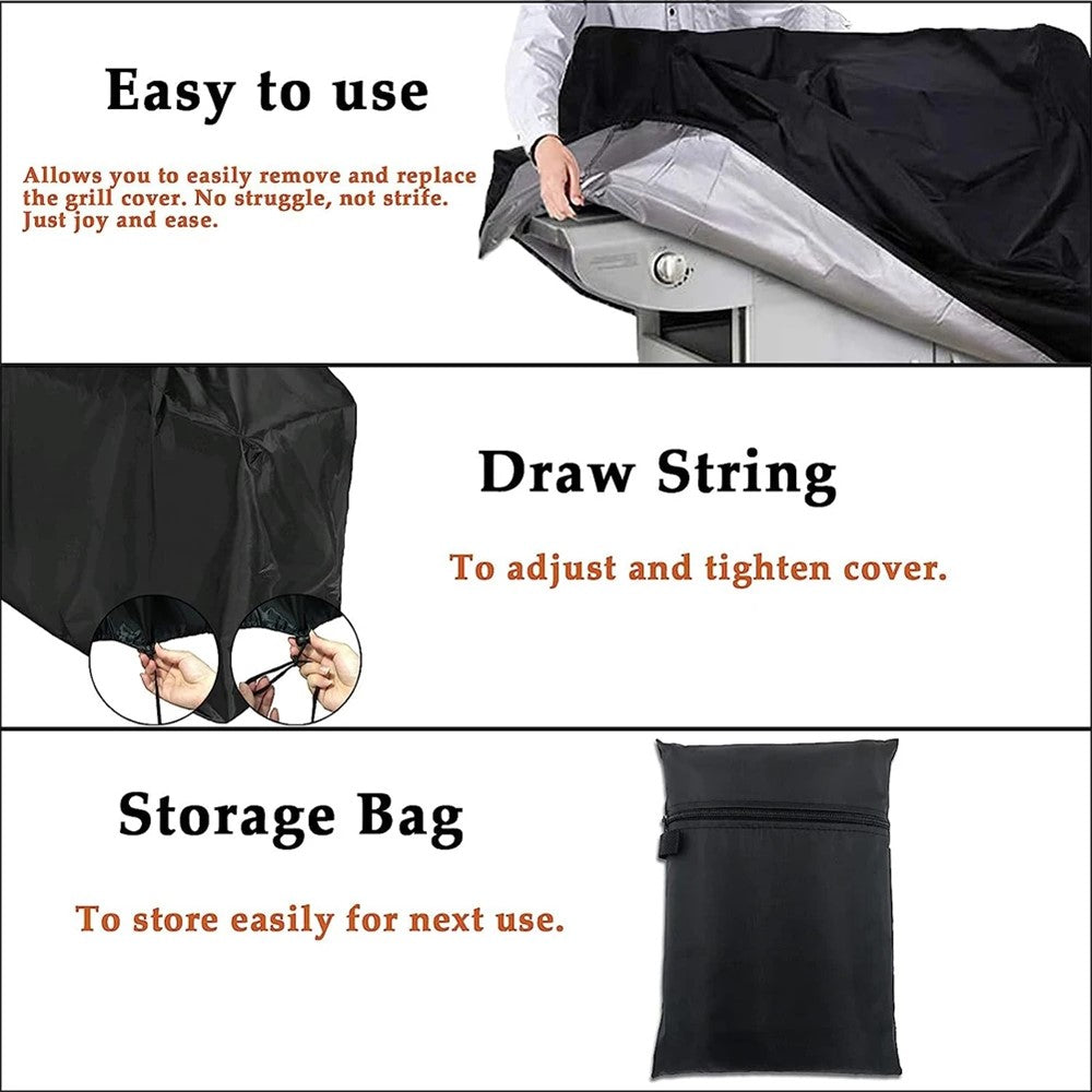 420D Oxford Fabric Waterproof BBQ Grill Cover UV Protection Outdoor Grill Cover with Windproof Drawstring, 127.5x105x53.3cm