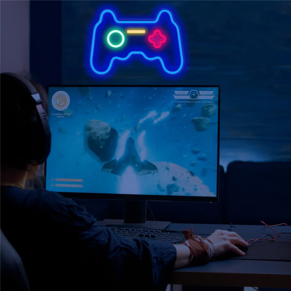 41x28cm Gamepad Design Gaming Neon Light Game Room Wall Decoration Teen Boys Bedroom Atmosphere Lamp