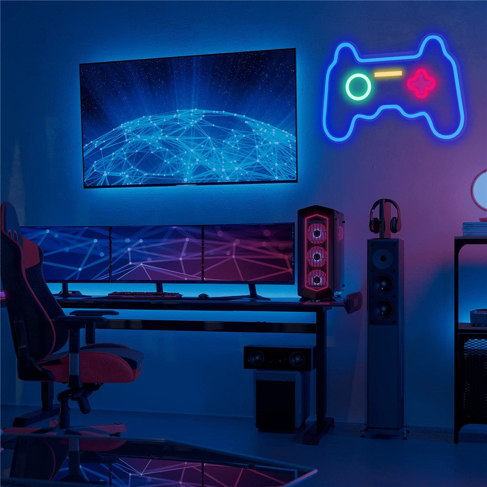 41x28cm Gamepad Design Gaming Neon Light Game Room Wall Decoration Teen Boys Bedroom Atmosphere Lamp