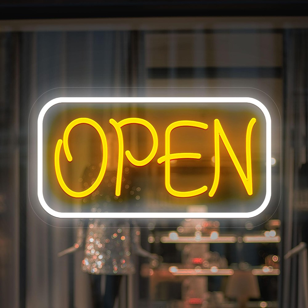 Open Sign Neon LED Light Bar Cake Shop Decor Dimmable Business Illuminated Signage