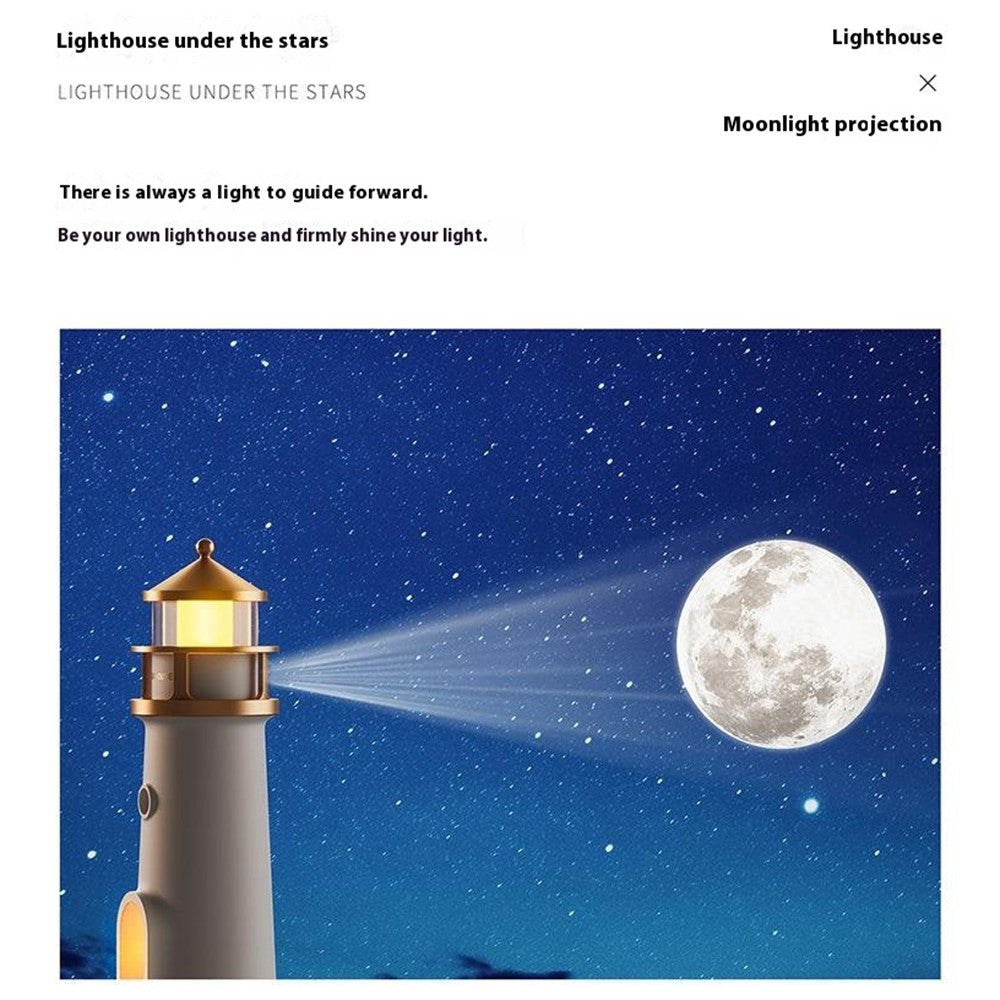 Moonlight Lighthouse Projector Lamp For Bedroom Desktop Bedside  Ambient Night Light