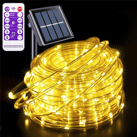 22m 200 LED 8 Modes Solar String Light PVC Copper Wire Holiday Decorative Lamp with Remote Control