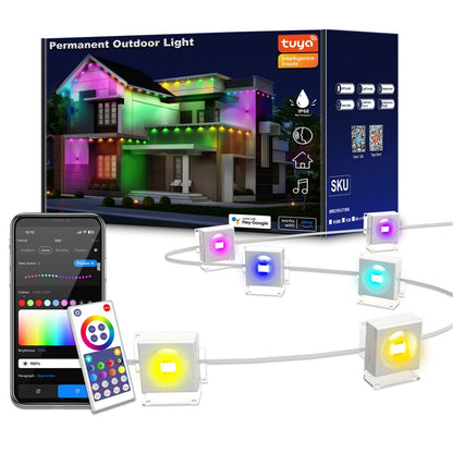 WY021 WiFi RGBIC Color Smart Lights 15M 30-LED Outdoor Eaves Light IP67 Waterproof APP Controlled