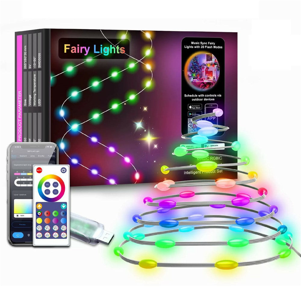 LPX041 Smart LED String Lights 10M 100 LEDs WiFi / BT APP Control RGBIC Christmas Decoration Lighting