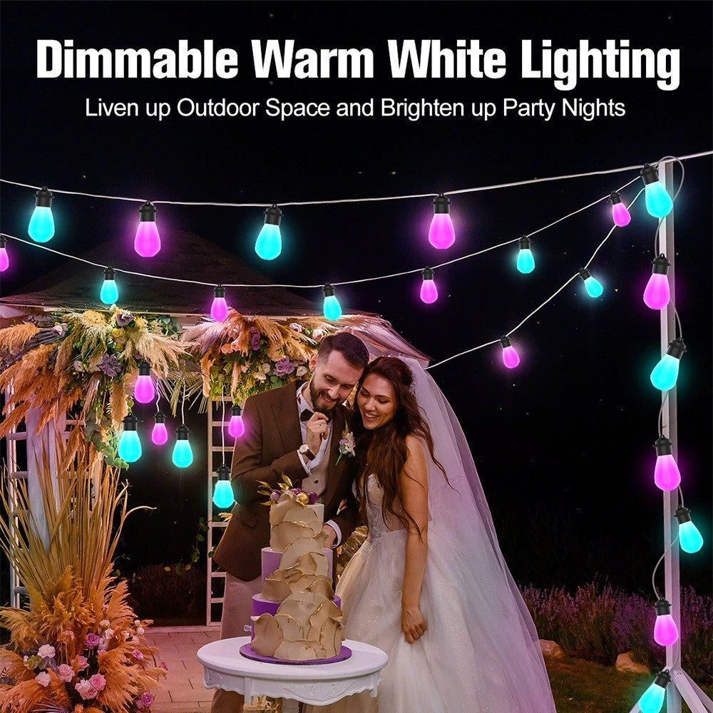 Outdoor Smart WiFi String Lights 12M 20 Bulbs IP65 Waterproof RGBIC WiFi BLE App Remote Control