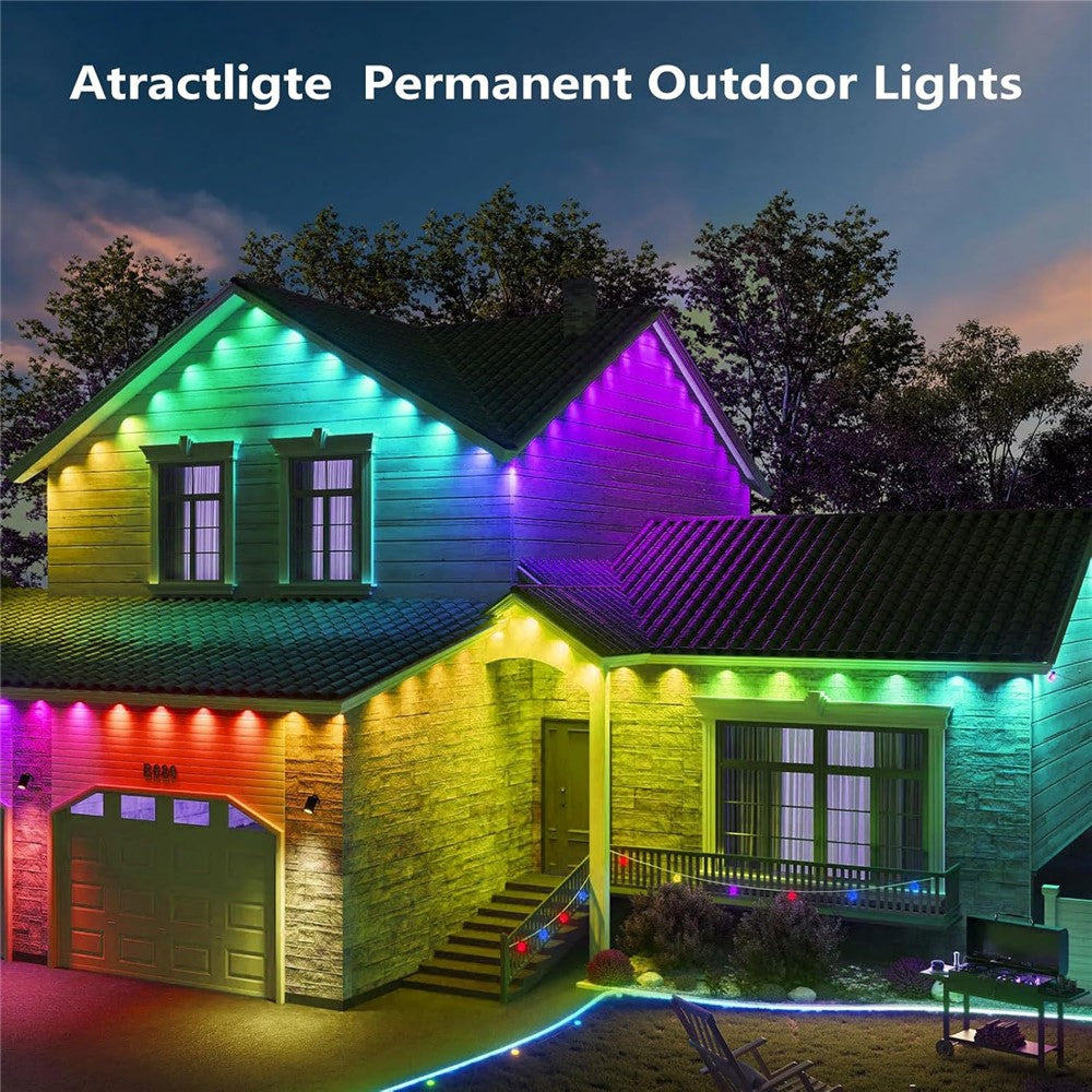 WY021 15m 30-LED Smart Outdoor Eaves Light Waterproof App Control Light String RGB Ambiance Lamp