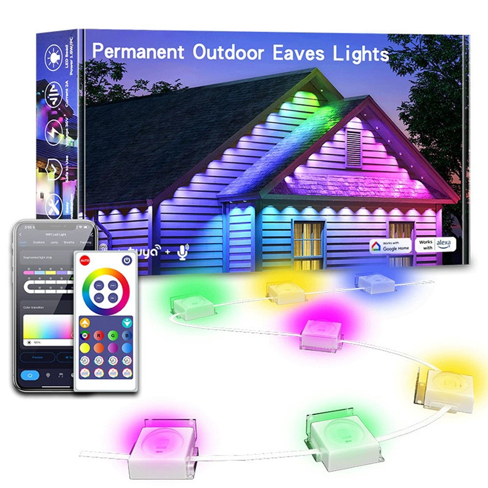 WY021 30m 60-LED Smart Outdoor Eaves Light Waterproof App Control Light String RGB Ambiance Lamp