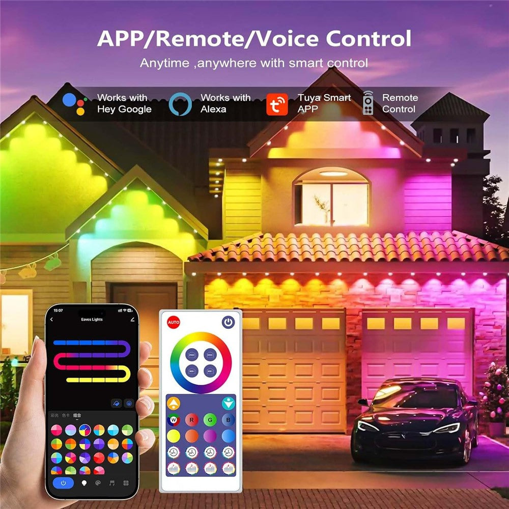 WY021 30m 60-LED Smart Outdoor Eaves Light Waterproof App Control Light String RGB Ambiance Lamp