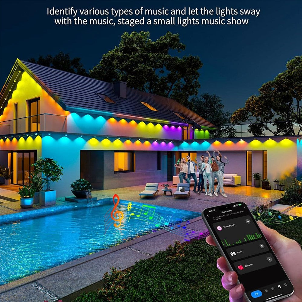 WY021 30m 60-LED Smart Outdoor Eaves Light Waterproof App Control Light String RGB Ambiance Lamp