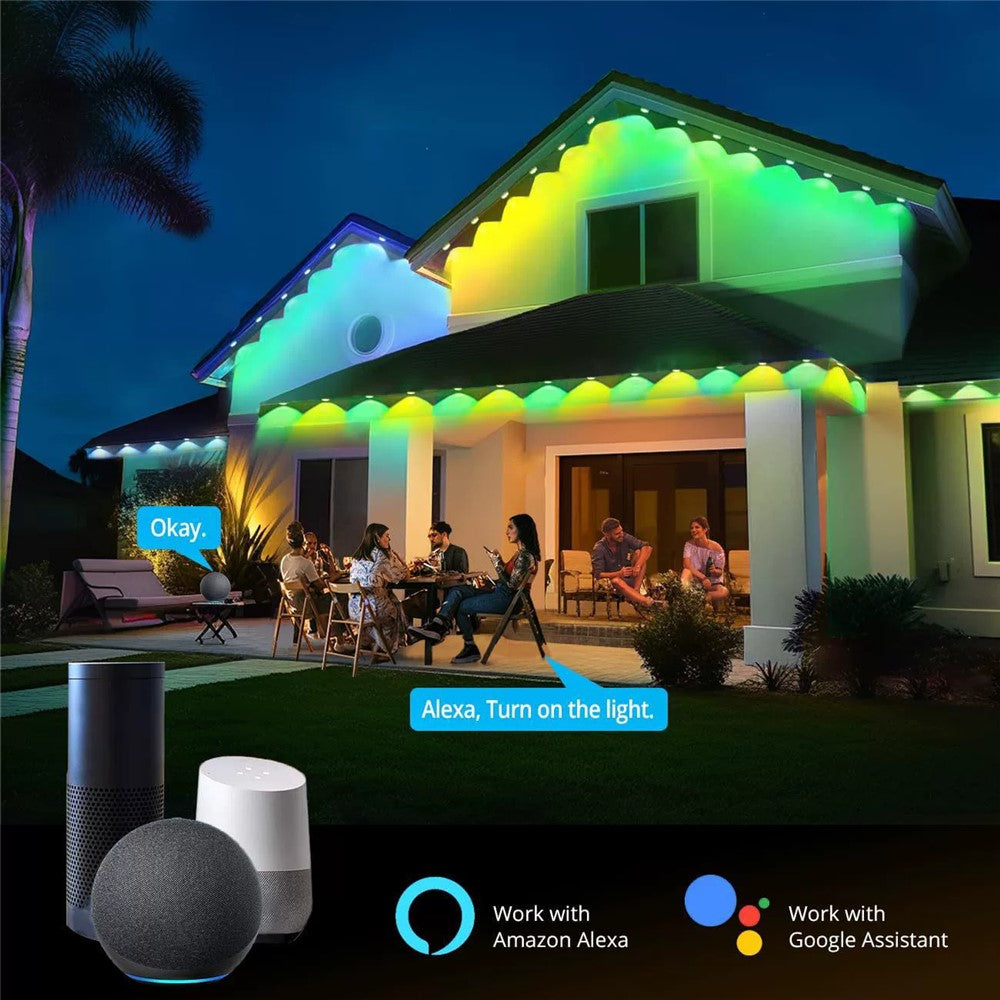 WY021 30m 60-LED Smart Outdoor Eaves Light Waterproof App Control Light String RGB Ambiance Lamp
