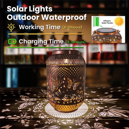Solar Lanterns Outdoor IP65 Waterproof Metal Hanging Lantern Solar Lights for Garden Patio Lawn