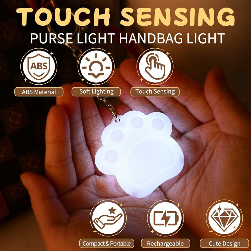 LED Touch Sensor Keychain Light USB-C Rechargeable Purse Handbag Light for Finding Items