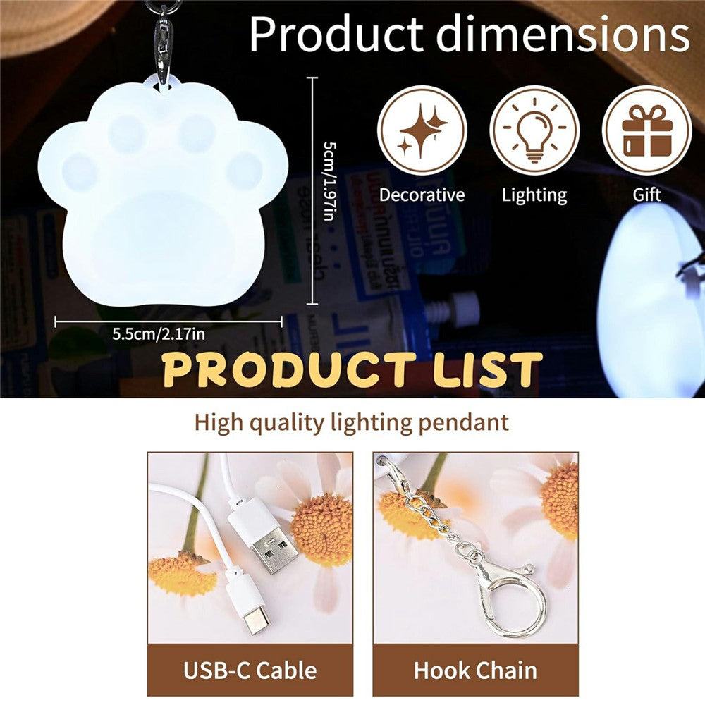 LED Touch Sensor Keychain Light USB-C Rechargeable Purse Handbag Light for Finding Items