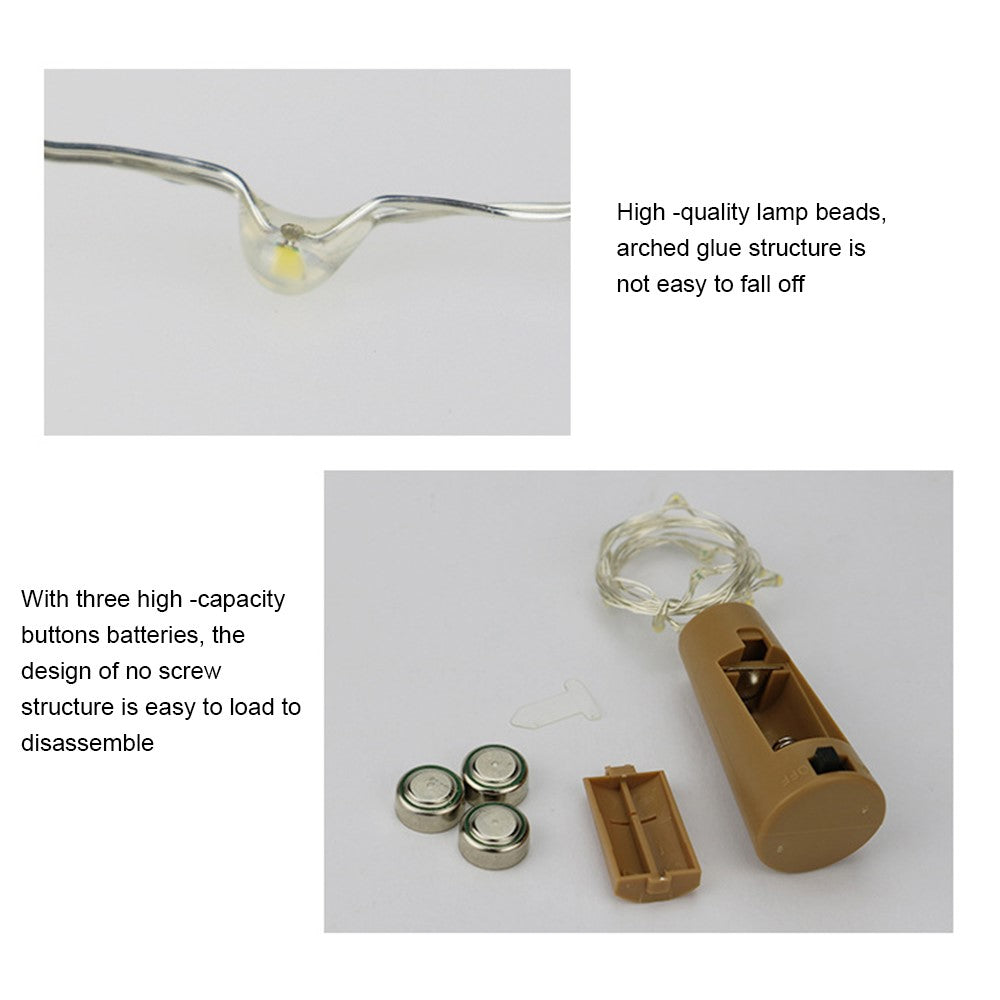 2m / 20-LED Wine Bottle Stopper Light Cork String Light Christmas Decoration Lighting for DIY Party Wedding