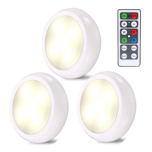YD-002 3Pcs Remote Control RGBW Cabinet Light Battery Powered Dimmable Night Light for Kitchen Closet Stairs