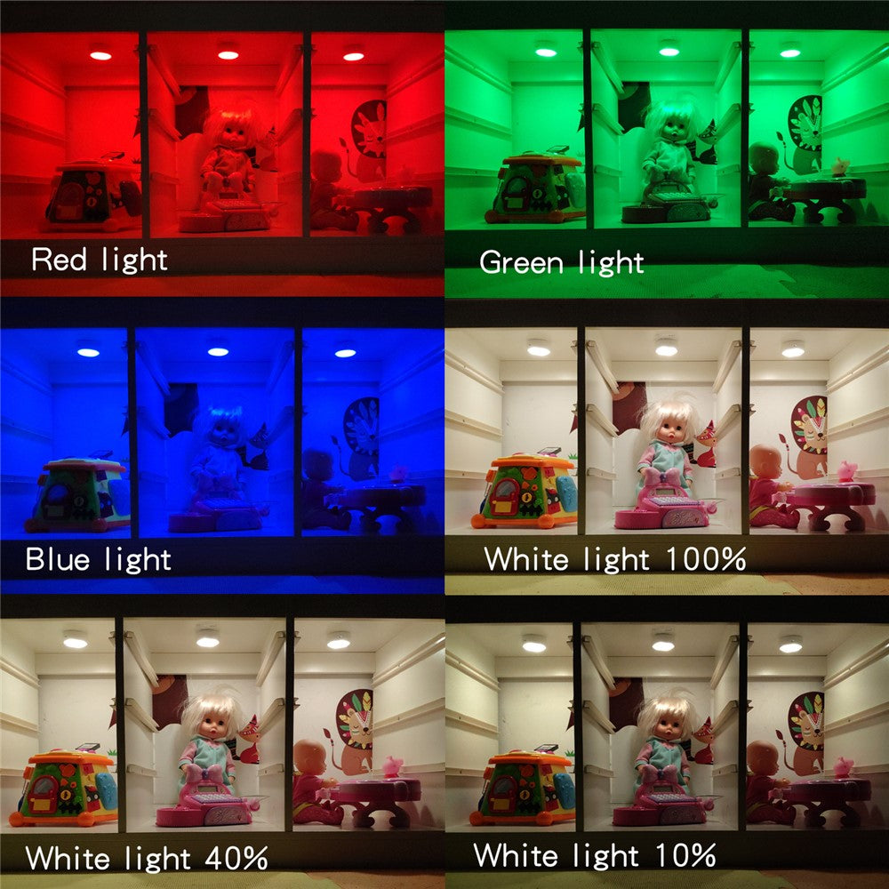YD-002 3Pcs Remote Control RGBW Cabinet Light Battery Powered Dimmable Night Light for Kitchen Closet Stairs