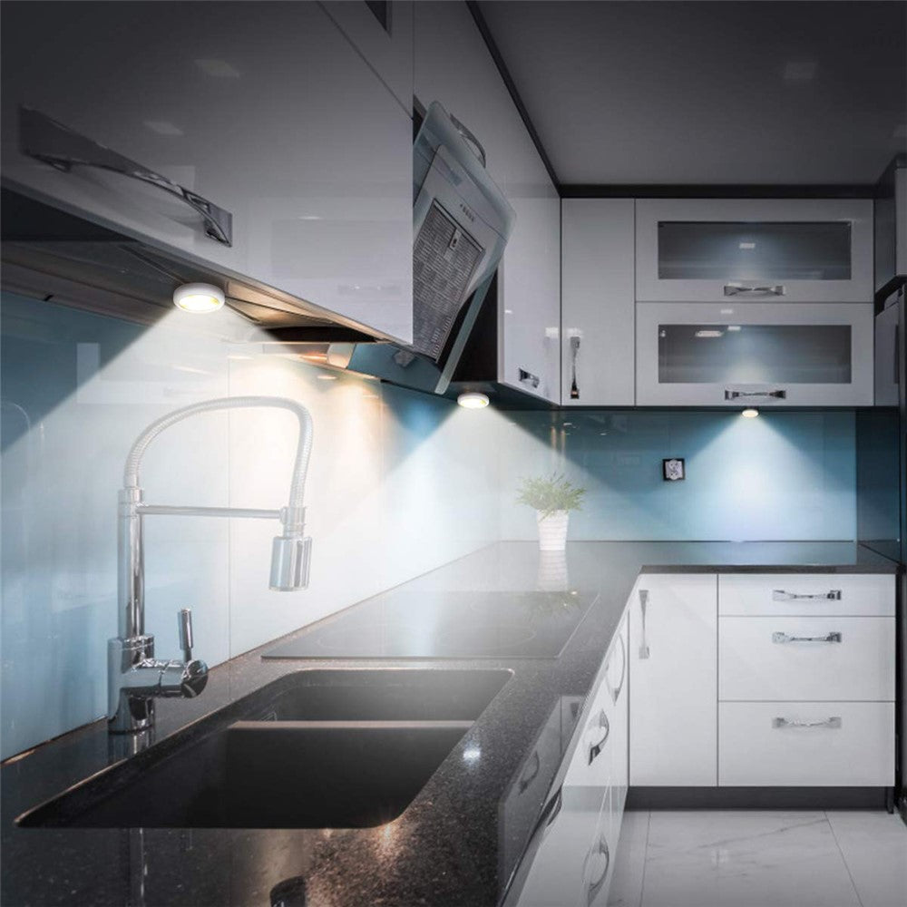 YD-002 3Pcs Remote Control RGBW Cabinet Light Battery Powered Dimmable Night Light for Kitchen Closet Stairs