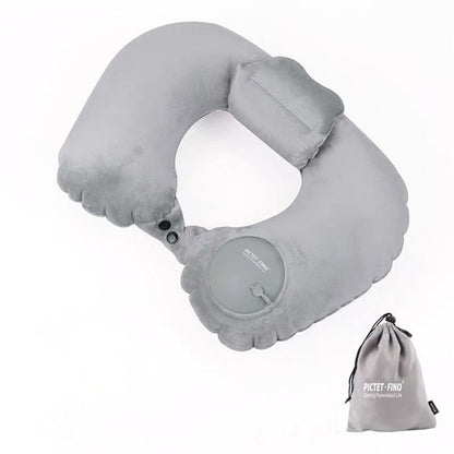 PICTET.FINO RH80 U-Shape Portable Press Inflatable Pillow Camping Travel Nap Neck Cushion with Storage Bag