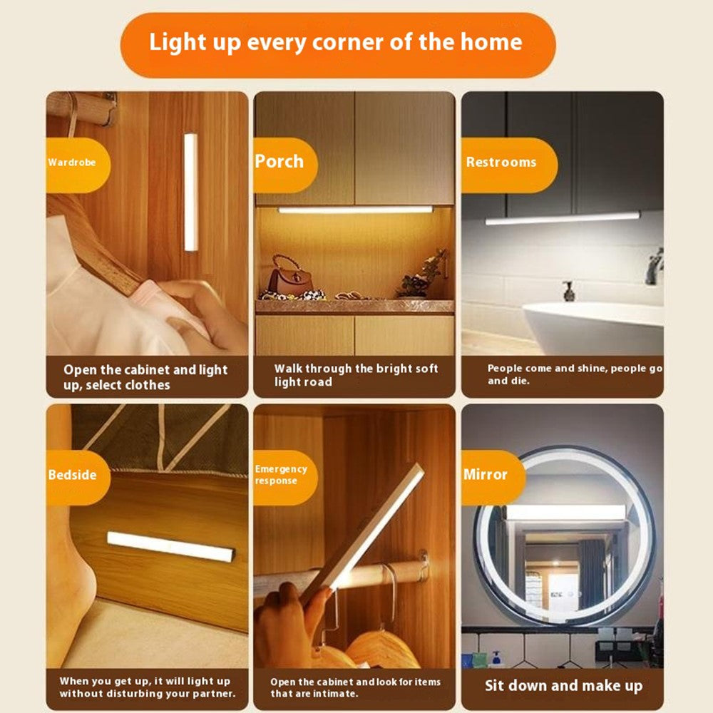 50cm Magnetic LED Strip Light with Motion Sensor for Cabinet, Wardrobe, Shoe Rack