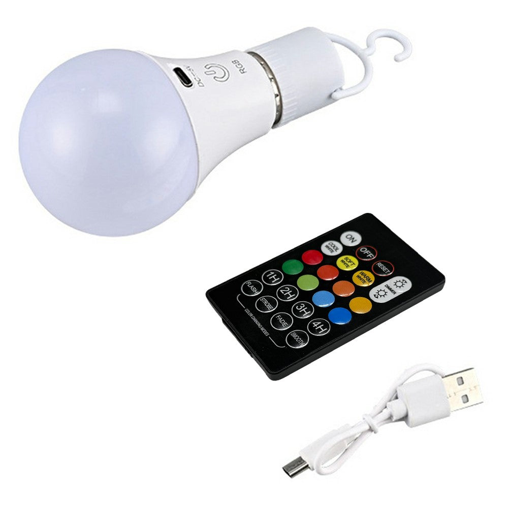 E27 RGB Rechargeable Light Bulb with Remote Control and Timer Dimmable Touch Control 2700