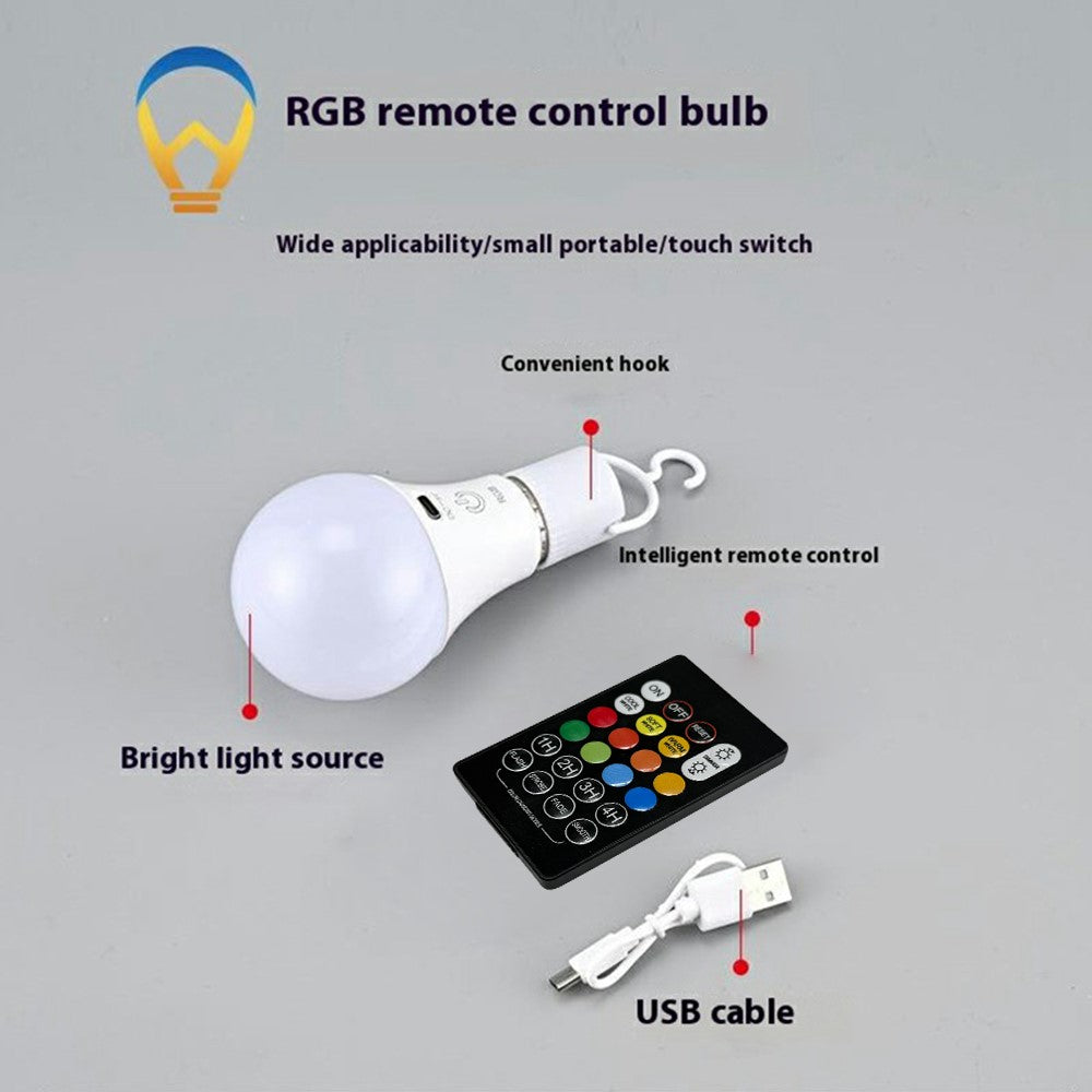E27 RGB Rechargeable Light Bulb with Remote Control and Timer Dimmable Touch Control 2700
