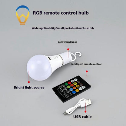 E27 RGB Rechargeable Light Bulb with Remote Control and Timer Dimmable Touch Control 2700