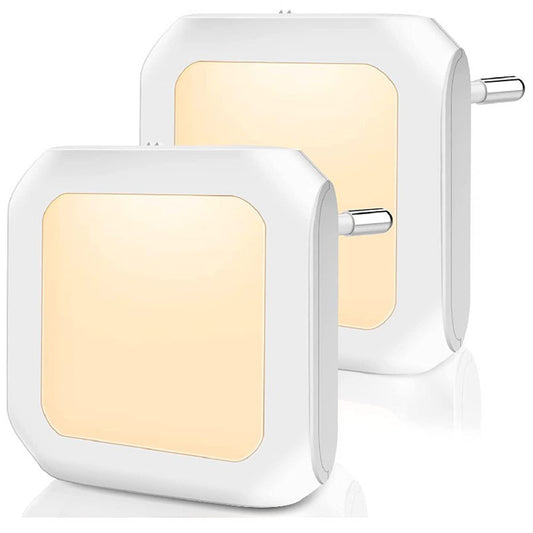 2Pcs EU Plug Square Night Light Stepless Dimmable Lamp for Bedroom Hallway