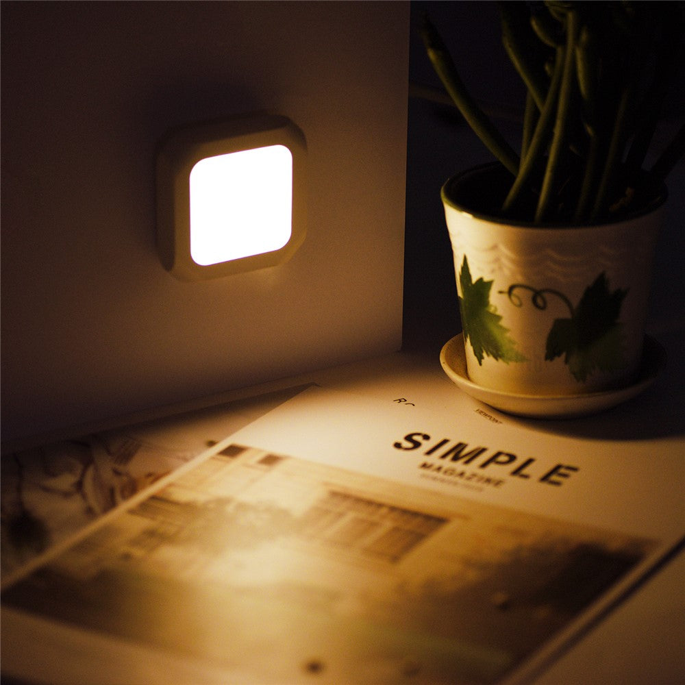 2Pcs EU Plug Square Night Light Stepless Dimmable Lamp for Bedroom Hallway