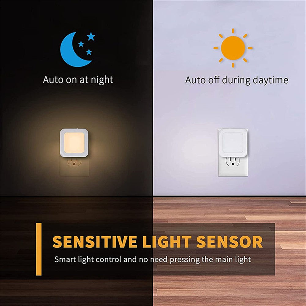 2Pcs EU Plug Square Night Light Stepless Dimmable Lamp for Bedroom Hallway