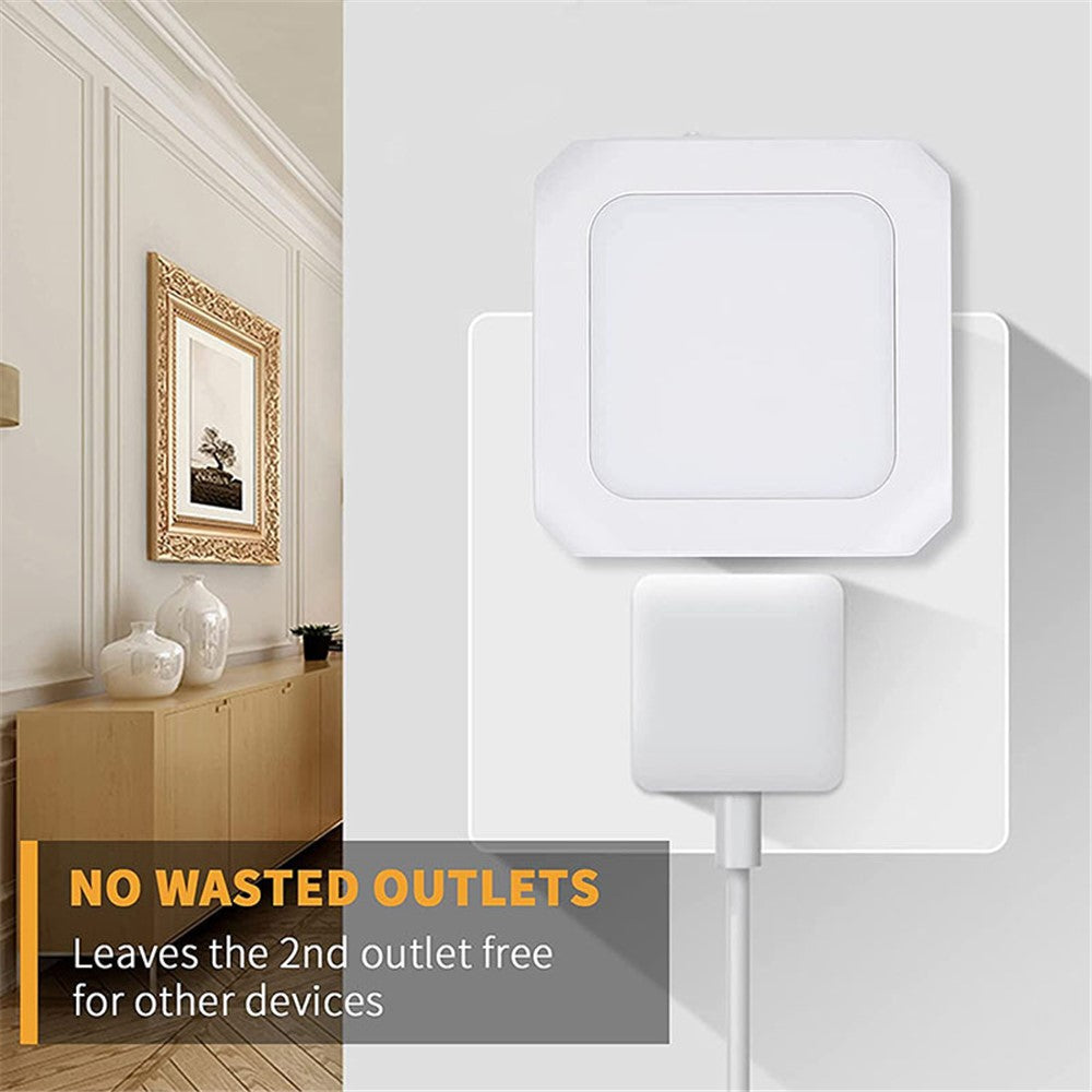 2Pcs EU Plug Square Night Light Stepless Dimmable Lamp for Bedroom Hallway