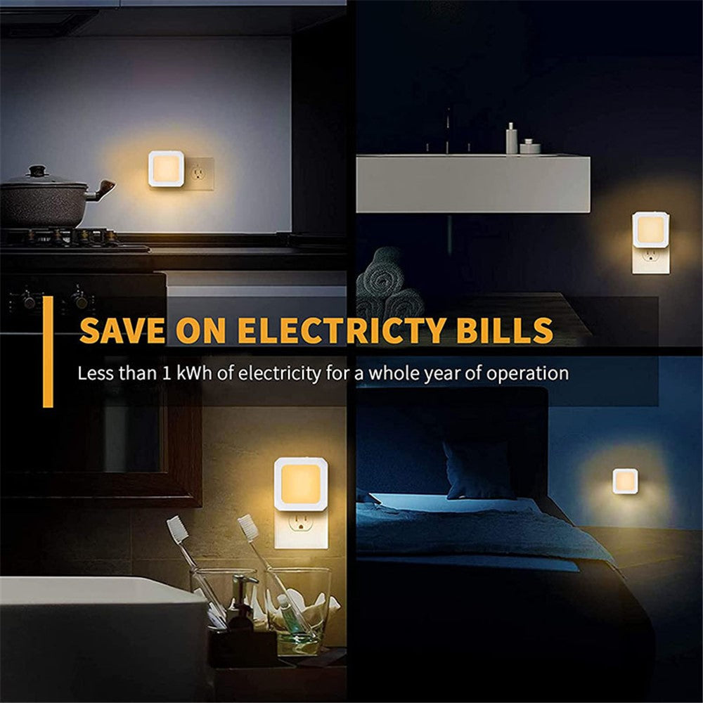 2Pcs EU Plug Square Night Light Stepless Dimmable Lamp for Bedroom Hallway