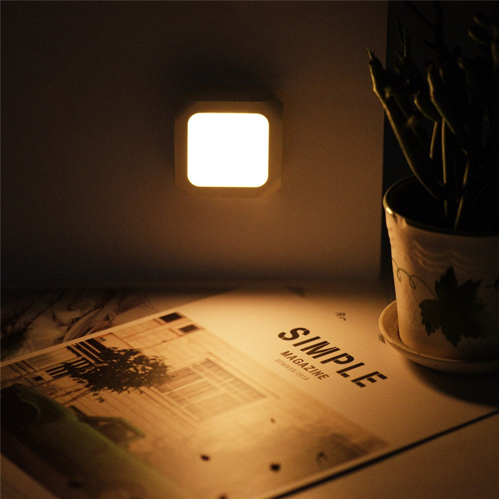 2Pcs EU Plug Square Night Light Stepless Dimmable Lamp for Bedroom Hallway