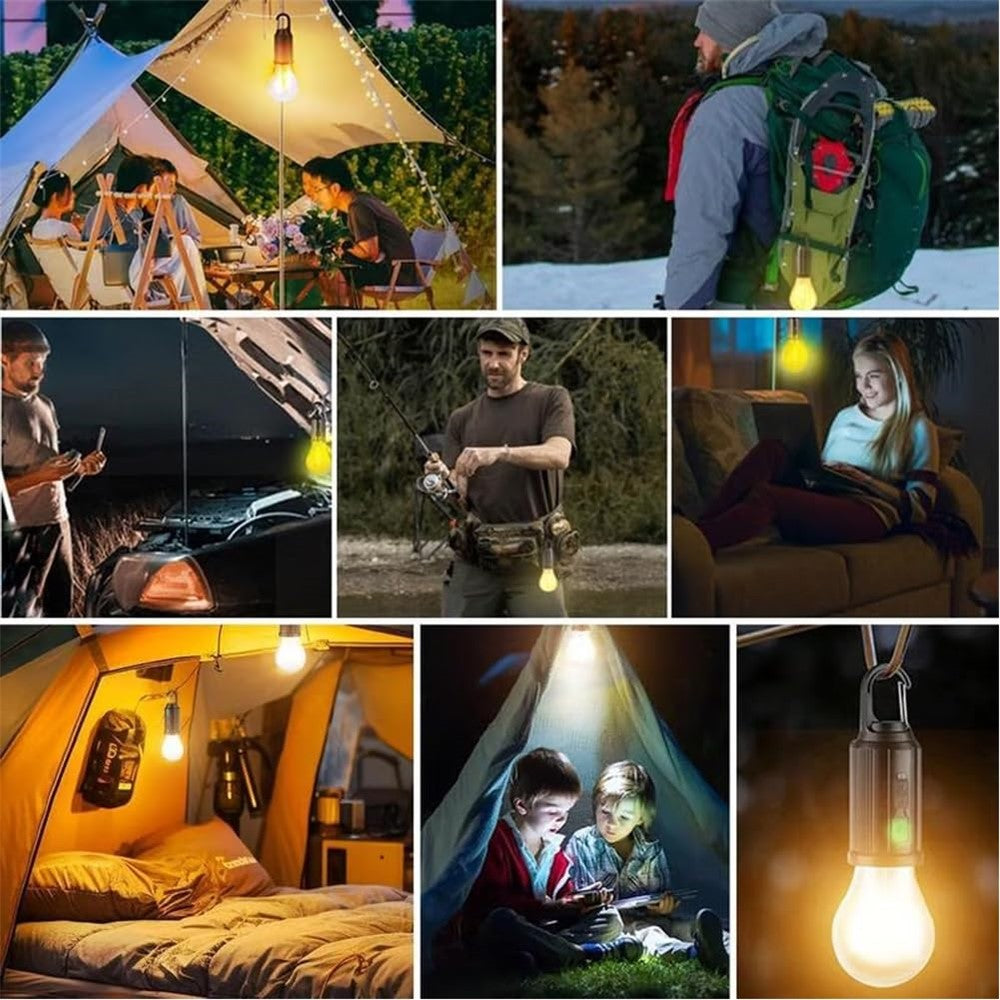 Solar Powered Hooked Camping Light Bulb 3 Modes Outdoor Tungsten Tent Lamp