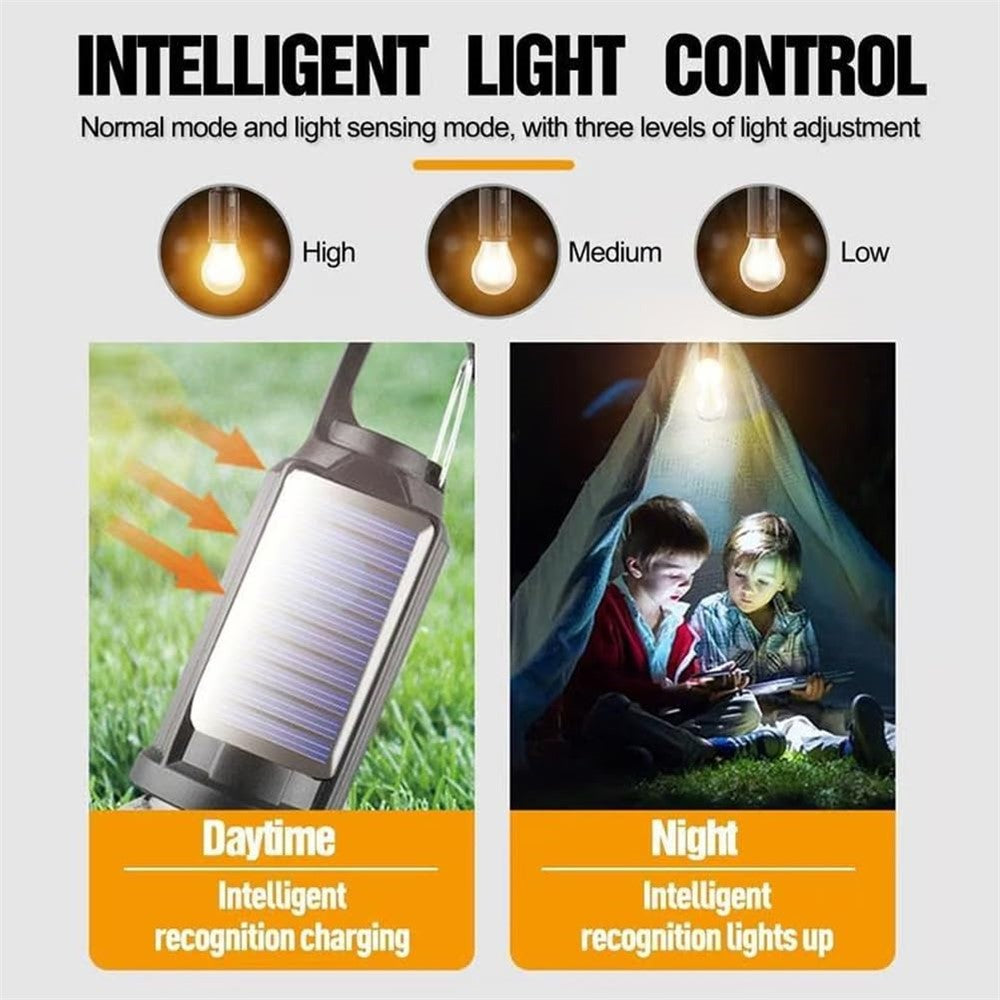 Solar Powered Hooked Camping Light Bulb 3 Modes Outdoor Tungsten Tent Lamp