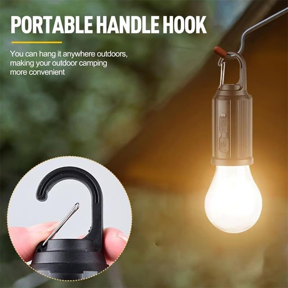Solar Powered Hooked Camping Light Bulb 3 Modes Outdoor Tungsten Tent Lamp