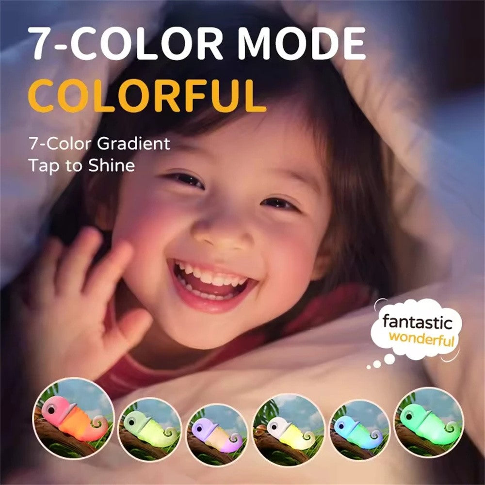 JXJA065B Cartoon Chameleon Shape Night Light for Kids Room Color Changing White Noise Bedside Lamp
