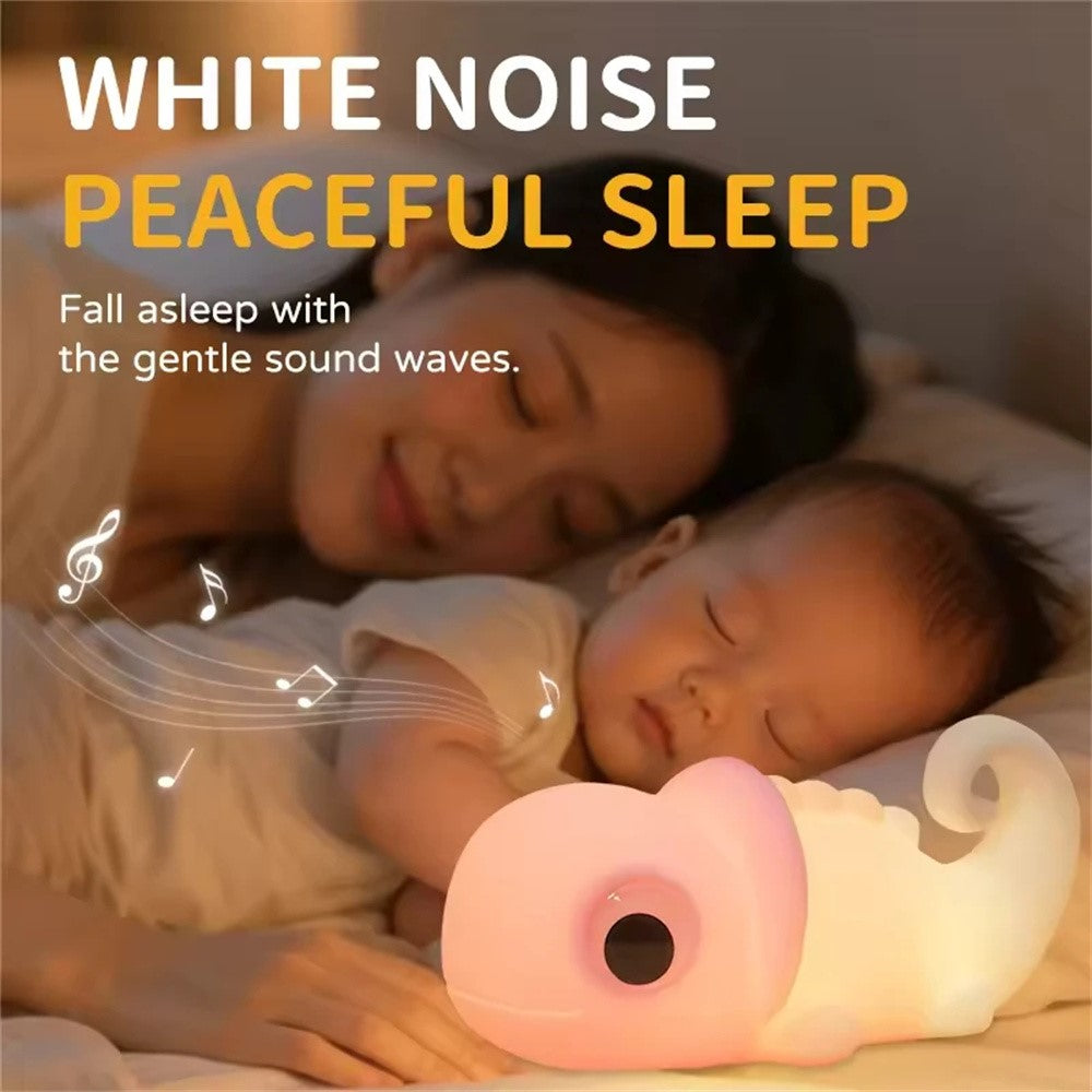 JXJA065B Cartoon Chameleon Shape Night Light for Kids Room Color Changing White Noise Bedside Lamp