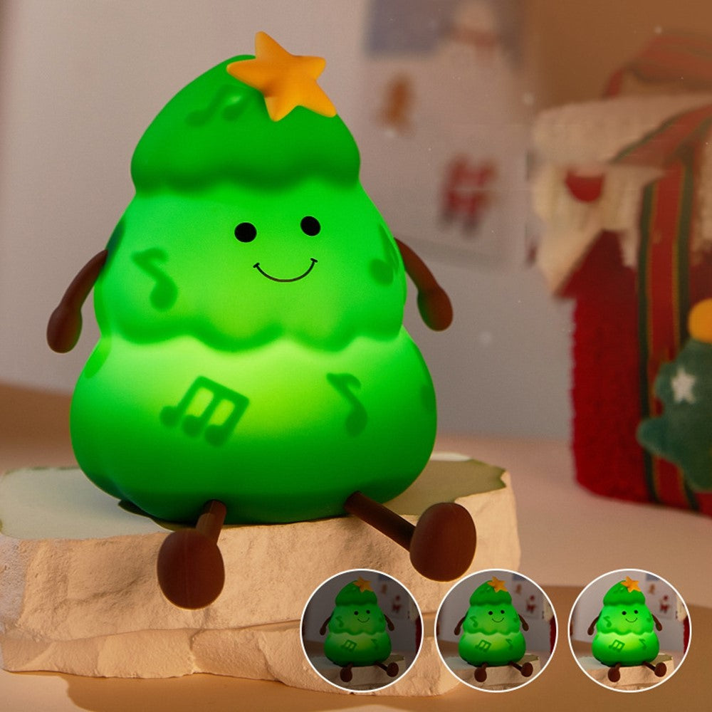 822 Christmas Tree 3-Level Dimming Timer Silicone Night Light Touch-Sensitive Control Phone Stand Pat Lamp