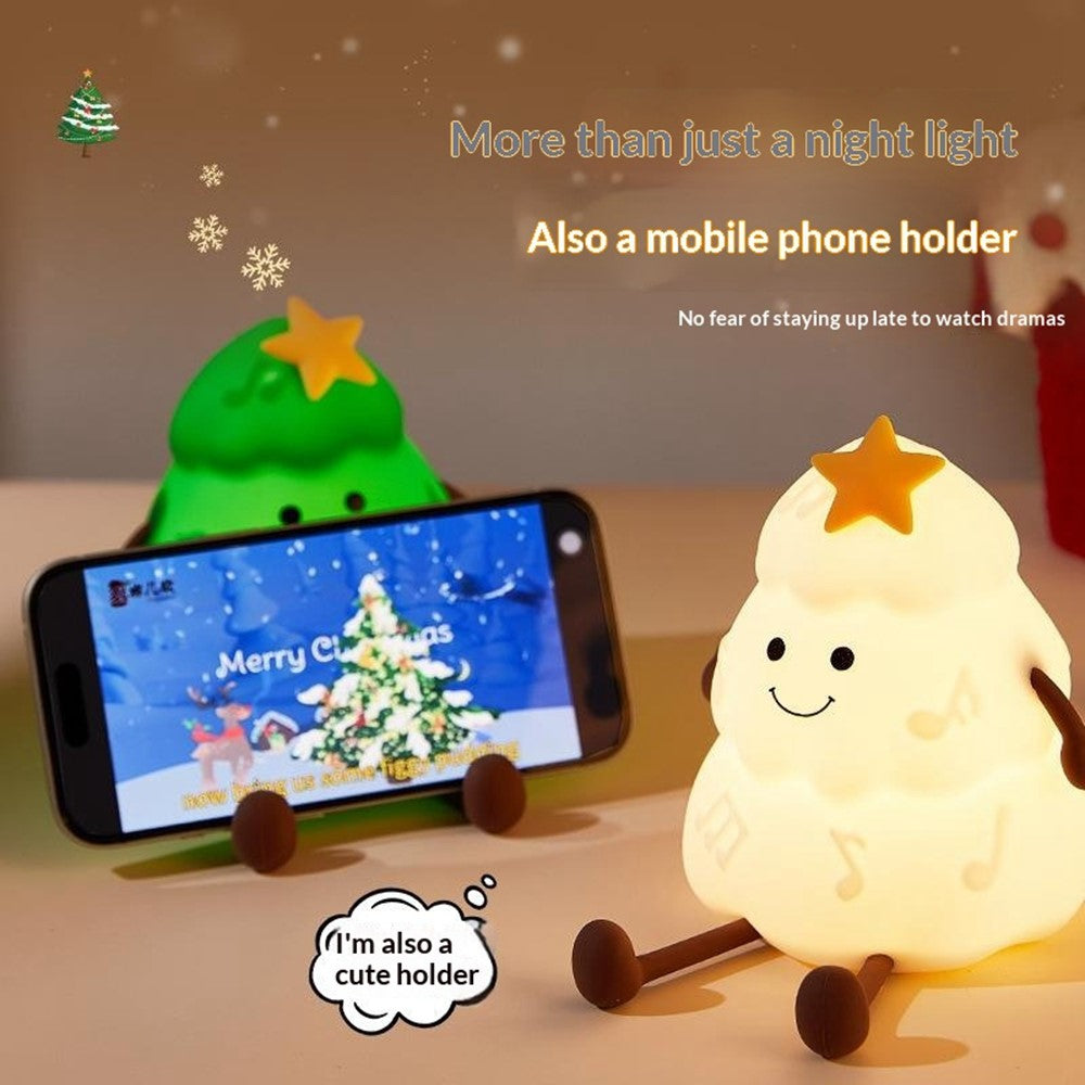 822 Christmas Tree 3-Level Dimming Timer Silicone Night Light Touch-Sensitive Control Phone Stand Pat Lamp