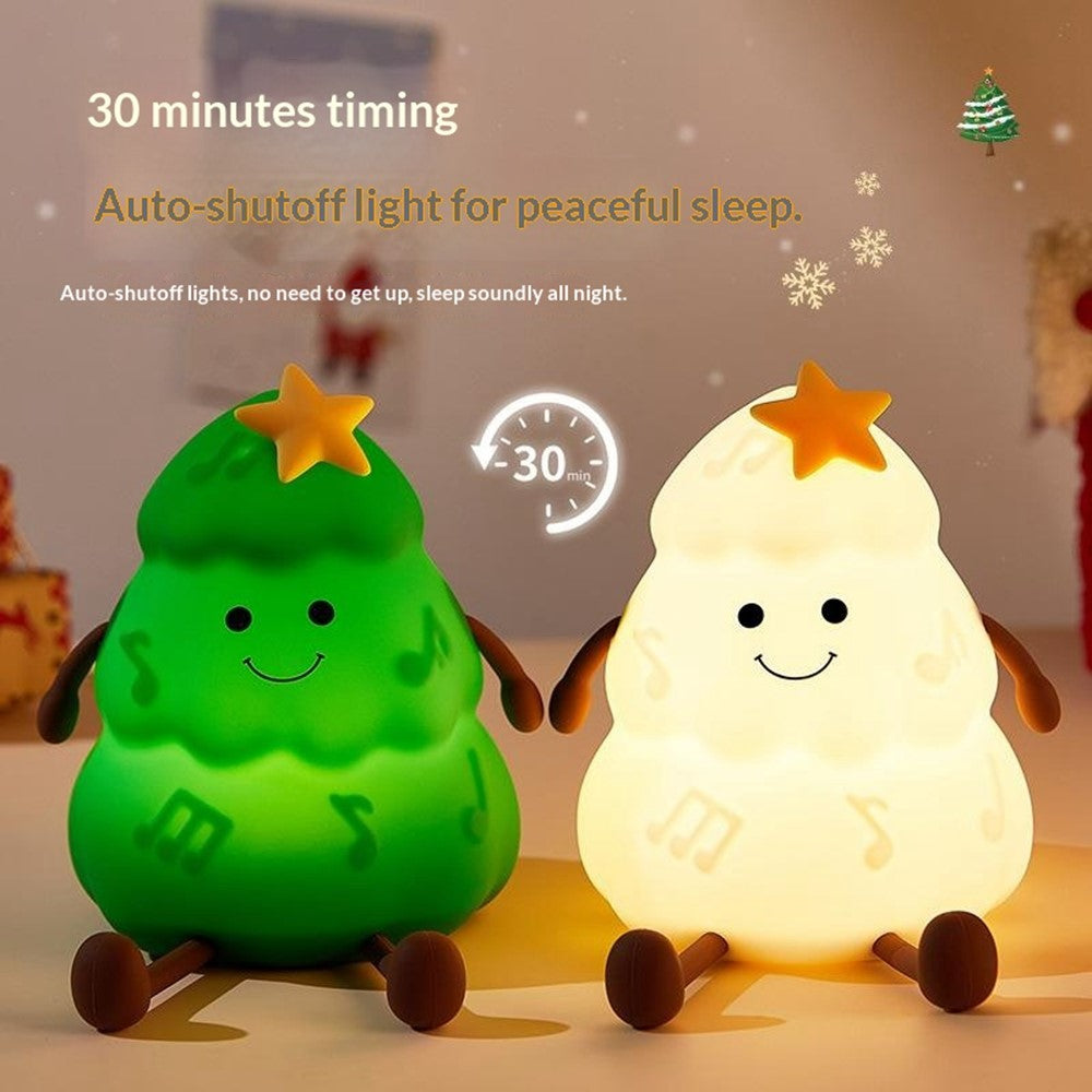 822 Christmas Tree 3-Level Dimming Timer Silicone Night Light Touch-Sensitive Control Phone Stand Pat Lamp