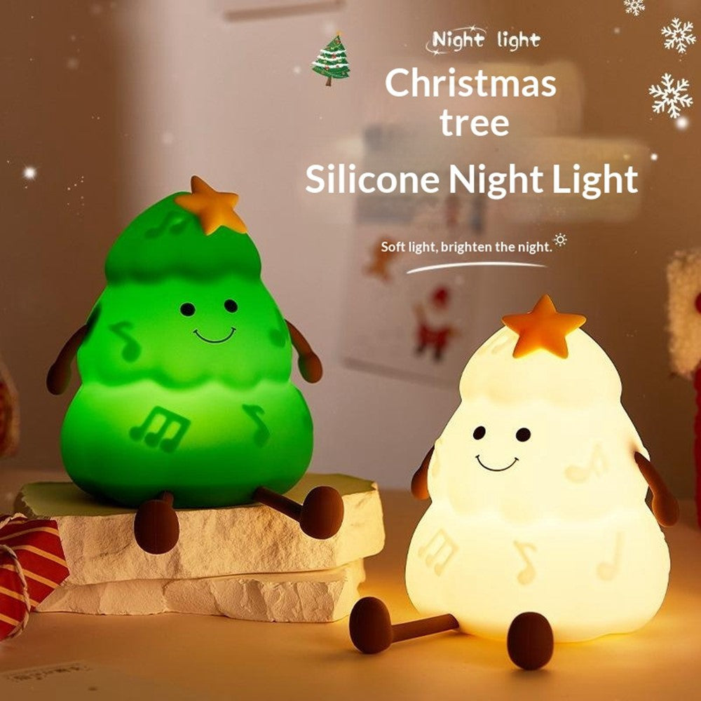 822 Christmas Tree 3-Level Dimming Timer Silicone Night Light Touch-Sensitive Control Phone Stand Pat Lamp