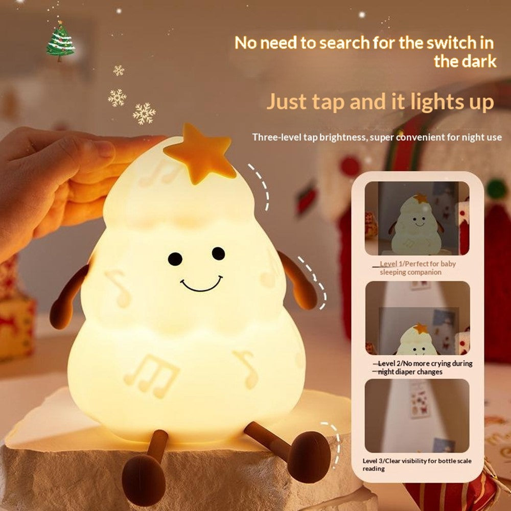 822 Christmas Tree 3-Level Dimming Timer Silicone Night Light Touch-Sensitive Control Phone Stand Pat Lamp