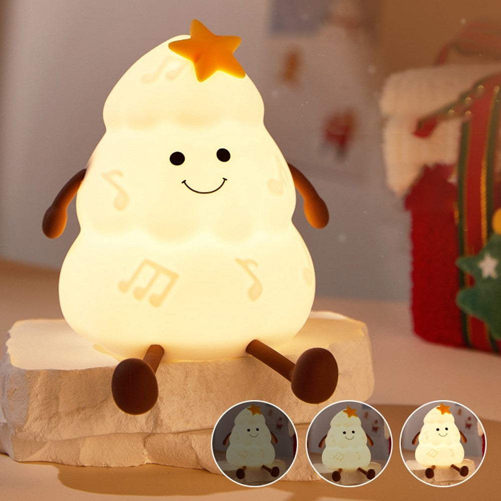 822 Christmas Tree 3-Level Dimming Timer Silicone Night Light Touch-Sensitive Control Phone Stand Pat Lamp