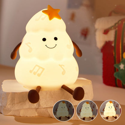 822 Christmas Tree 3-Level Dimming Timer Silicone Night Light Touch-Sensitive Control Phone Stand Pat Lamp